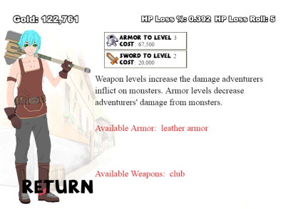 Screenshot of idle game